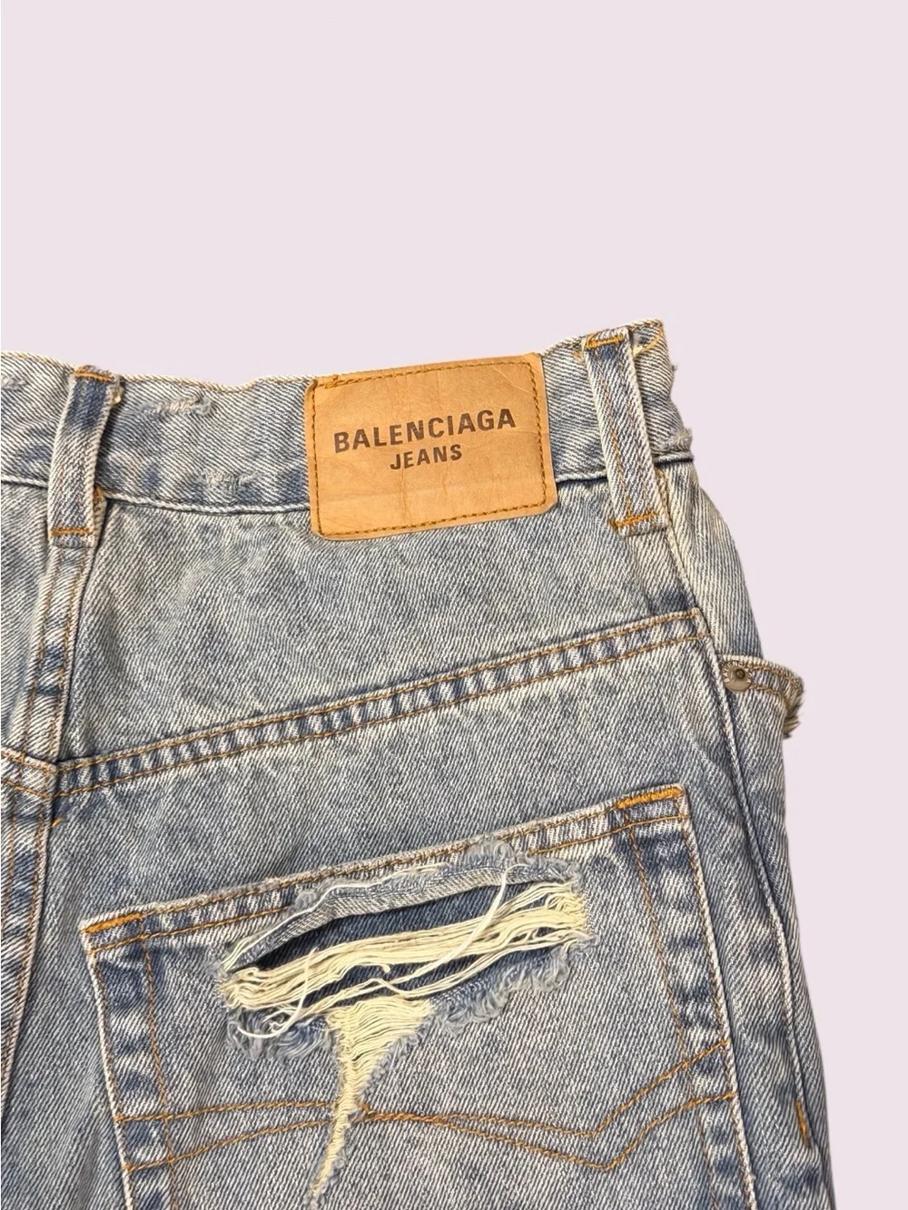 Balenciaga Super Destroyed Baggy Jeans Boxer Lining XS Light Wash - FW21